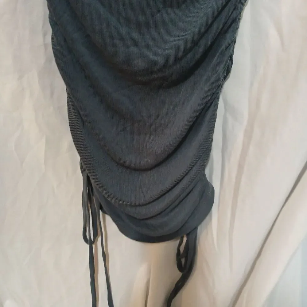 Top Shop Asymmetrical Ruched Both Sides Dress  O-2  Grey Blue